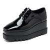 Versatile Platform Flatform Shoes 2024 Spring New British Style Square Toe Patent Leather Wedge Shoes Women's Casual European Station HZB