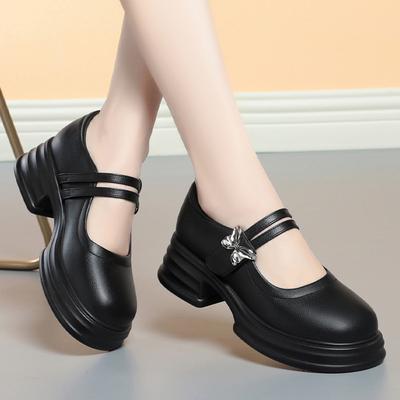 Новые туфли на платформе и высоком каблуке, женские туфли Мэри Джейн на толстом каблуке, элегантные туфли-лодочки на каблуке с бантиками, туфли с круглым носком, женская свадебная обувь