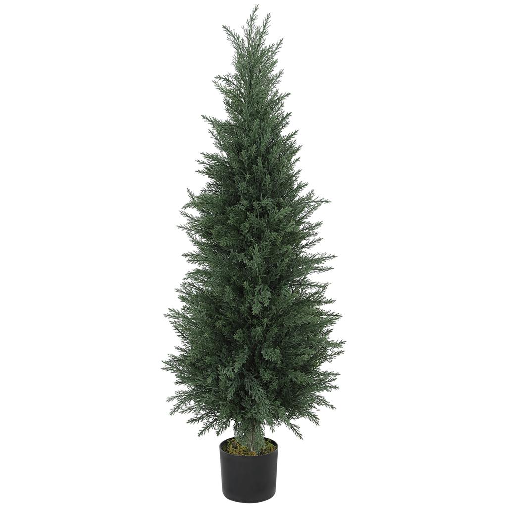 Artificial Cypress Plant, 638 Plastic Leaves, with Pot, UV-Resistant, Green