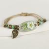 Retro Ceramic Flower Woven Bracelet Niche Literary Hand Rope Small Fresh Bell Bracelet Female