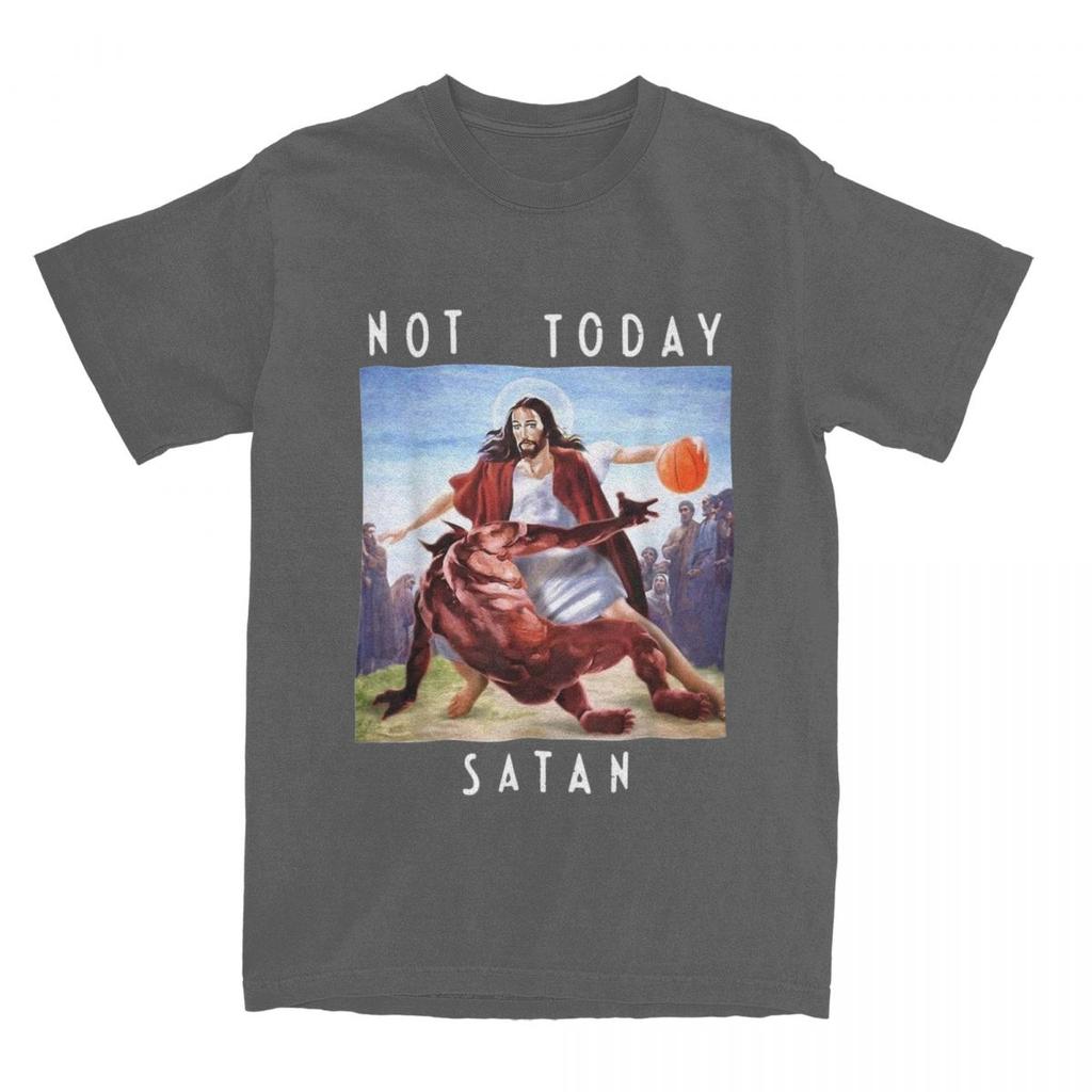 Not Today Satan Jesus Vs Satan In Basketball Unisex WoUnisex T Shirts parody Merch Funny TShirt Cotton All Seasons Clothes