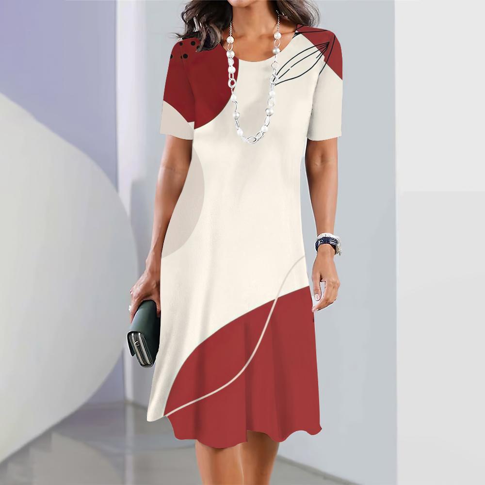 Новые платья с геометрическим принтом, элегантные платья, летние платья, одежда больших размеров для женщин