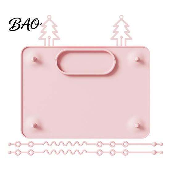 Heat Insulating Kitchen Pads Silicone Baby Placemat with Suction Cup, Toddlers Eating Food Mat Multi-functional Mats Anti-fall Rope, Foldable Activity