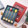 4PCS Christmas Coffee Spoons Christmas Stainless Steel Small Spoon Teaspoons Dessert Spoon New Year Christmas Ornament Tableware