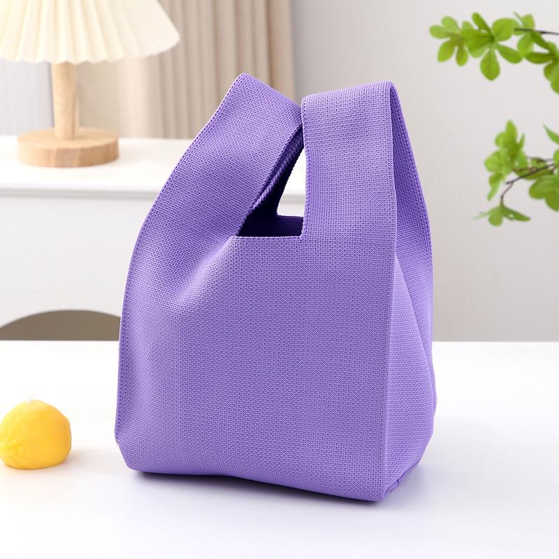 Женская корейская вязаная сумка-тоут 2025 года, конфетные цвета - Универсальная однотонная сумка