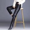 2022 New Fashion Slim Autumn Winter Warm Lady High Waist PU Velvet Loose Pencil Trousers Elegant Streetwear Women Leather Pants