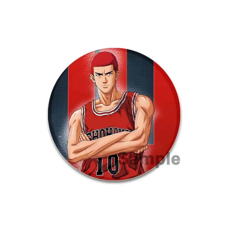 32/44/58 мм Slam Dunk Аниме Эмаль Значок для Рюкзака Одежда Sakuragi Hanamichi Rukawa Kaede Значки Мультяшные Броши Модные Аксессуары