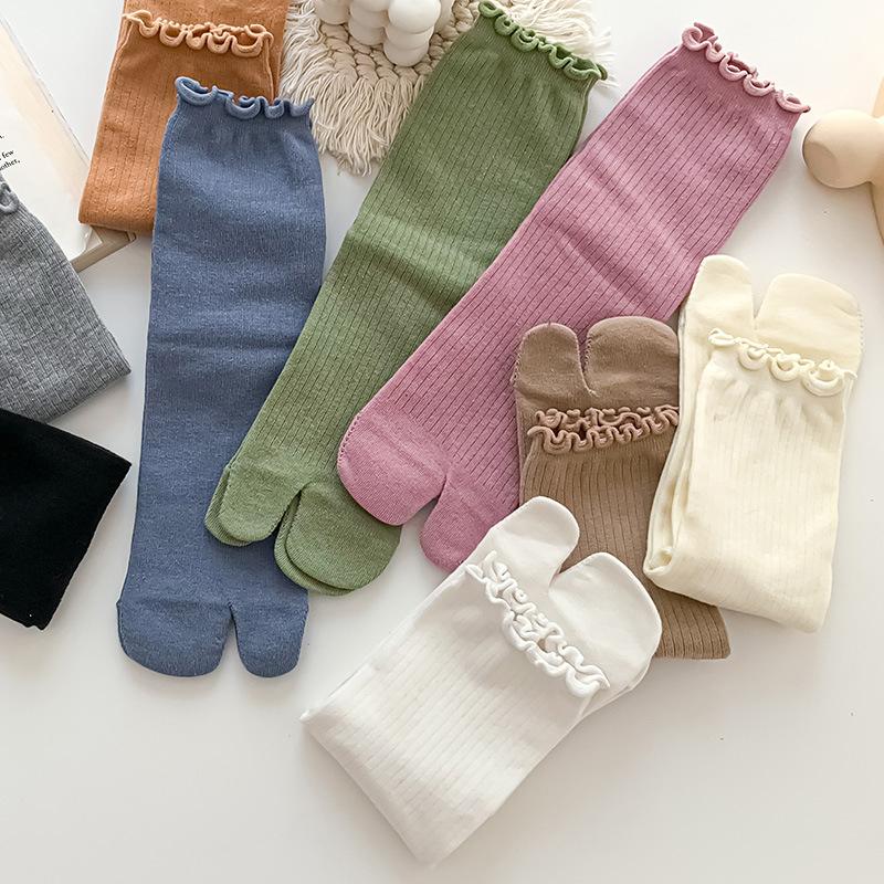 1Pair  High Quality Combed Cotton Split Toe Socks Unisex Simple Comfortable Two-Toed Socks Harajuku Men Women'S Tabi Socks