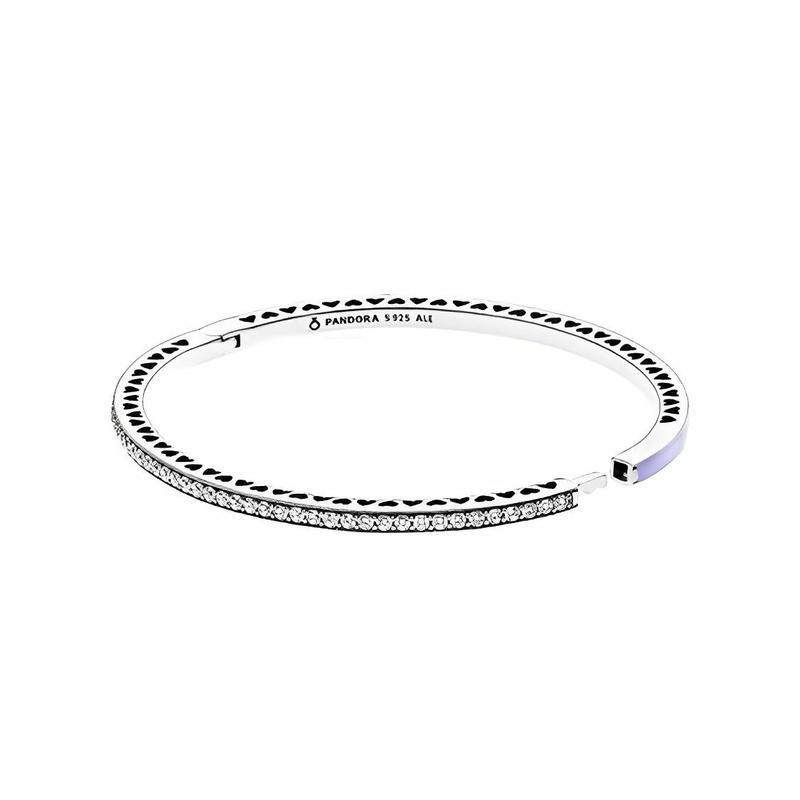 Pandora Браслет из серебра 925 пробы «Сияющее сердце» для женщин, фиолетовый 590537EN66