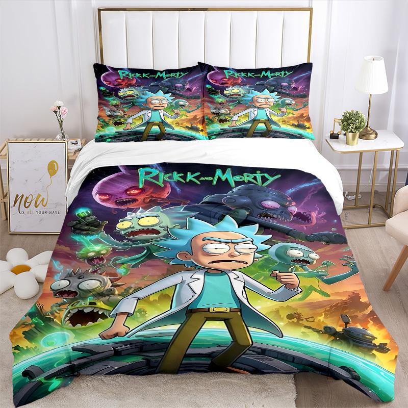 Набор пододеяльников Rick_and_Morty из 3 предметов, 1 пододеяльник + 2 наволочки (Без вкладыша), Уютное постельное белье, Комплект для спальни, Легкий уход, Прочный yy251103082