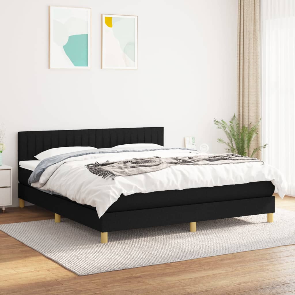 Vidaxl Континентальная кровать с матрасом, черная, ткань 160x200 см