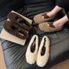 Корейская версия 2,5 см бархатная шерсть Мэри Джейн маленькие туфли-лодочки балетные пушистые туфли теплые на плоской подошве зимние женские туфли