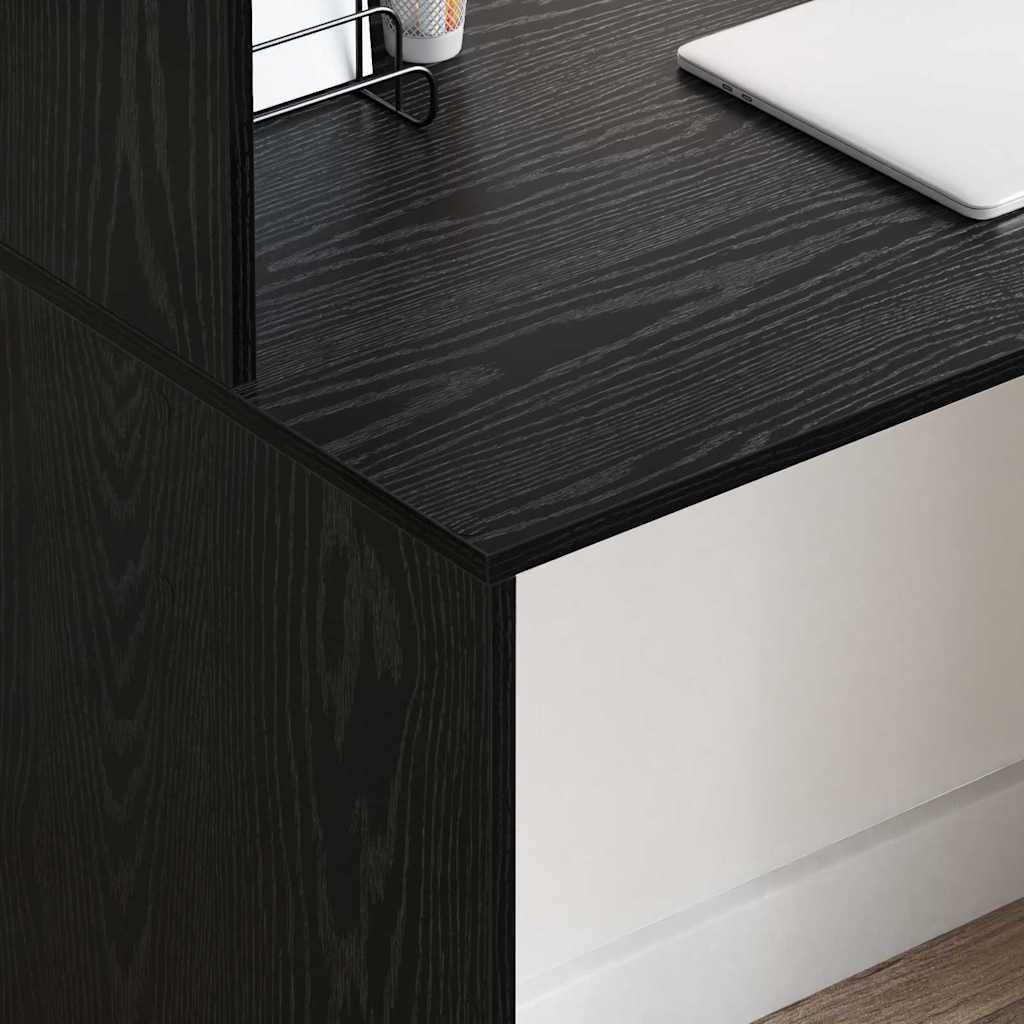 Desk with Shelf Black Oak Effect 102 x 50 x 124 cm