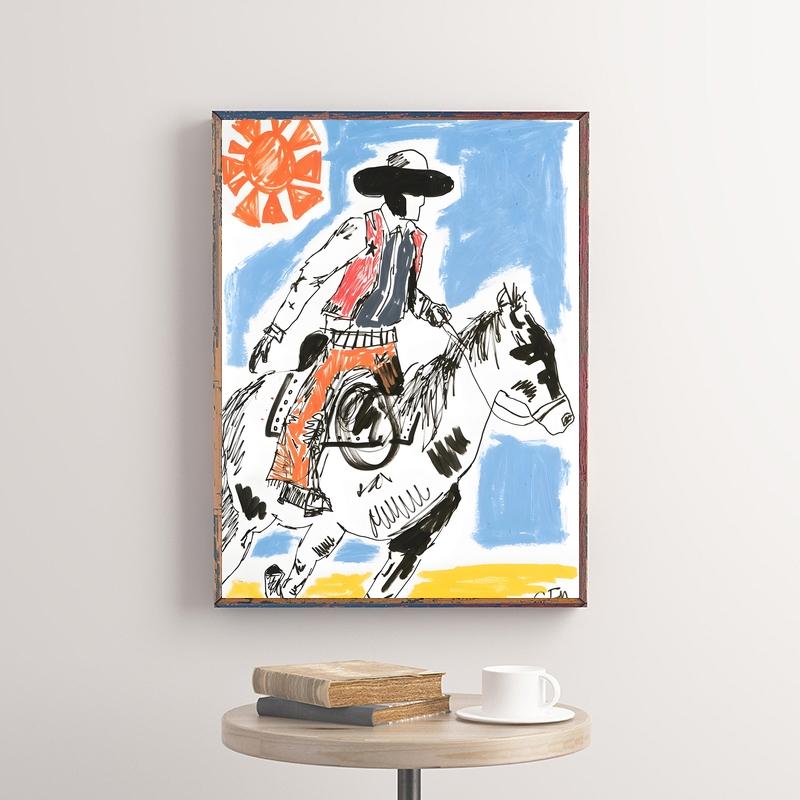 Abstract Classic Vintage Western Cowboy Poster Into The Wild Wall Art Print Canvas Painting for Living Room Home Decor Picture