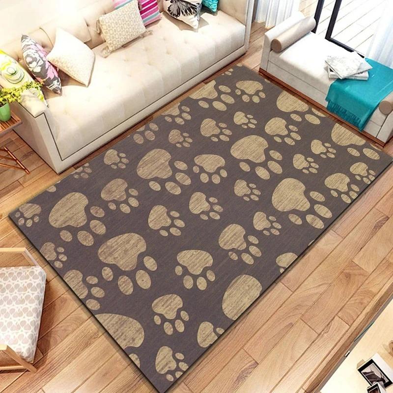 Colorful Pet Paw Print Pattern Rug Various Styles with Vibrant Multi Colored Paws Classic Black Pink Brown Designs Home Decor