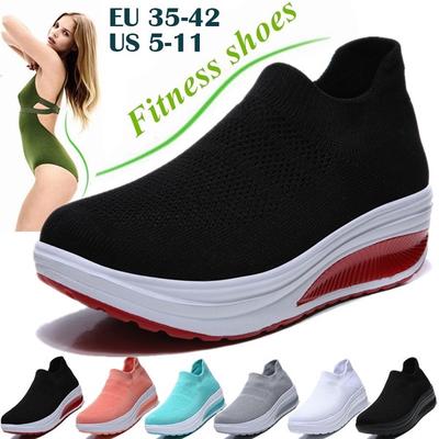 Женская обувь для ходьбы на платформе Легкая обувь для фитнеса Slip Sock Shoes Shake Shoes для женщин