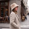 Trendy Fashion Winter Gift for Her Zebra Stripe Bucket Hat, Warm Fuzzy Fisherman Plush Cozy Hat Faux Fur Women Cold Weather Outdoor Street Wear