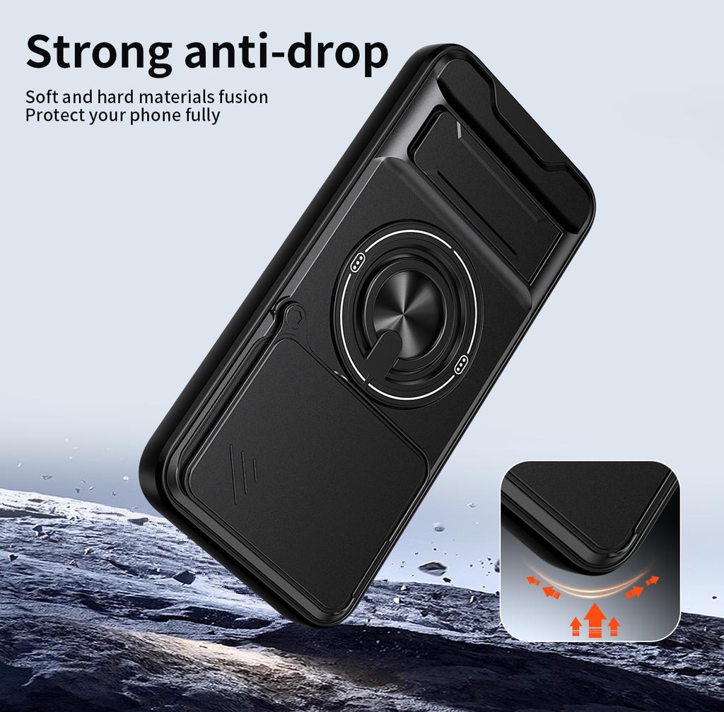 Чехол для xiaomi 15T Pro / 15T Чехол Вращающийся Сдвижной Защита Камеры Кольцо-Подставка Ударопрочная Накладка Capa Funda