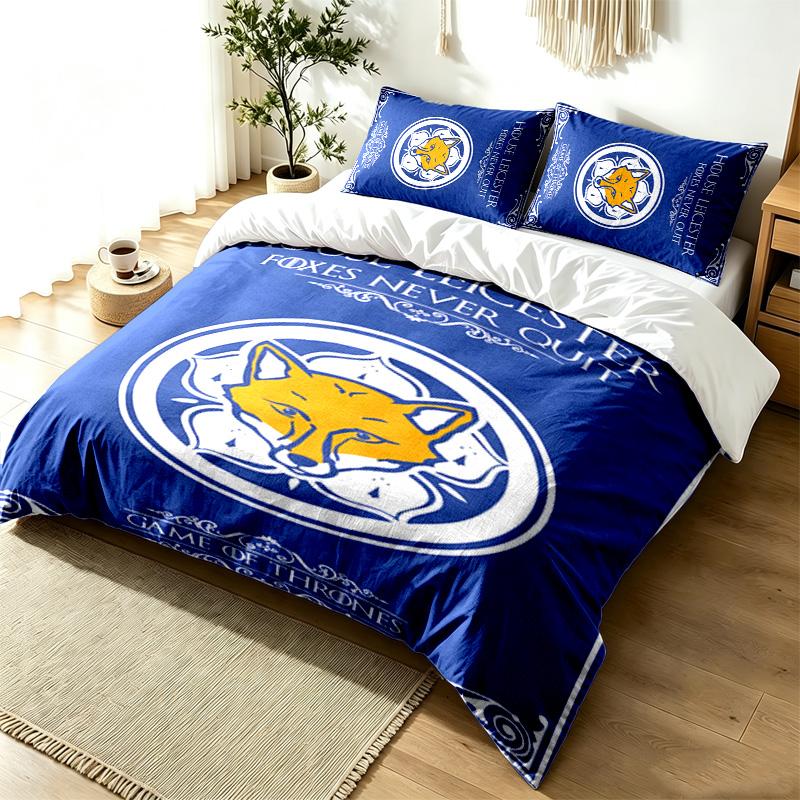 Leicester City 3pc Duvet Cover Set Simple Modern Bedding Set Wrinkle Resistant Soft Fabric All Season Use a perfect gift
