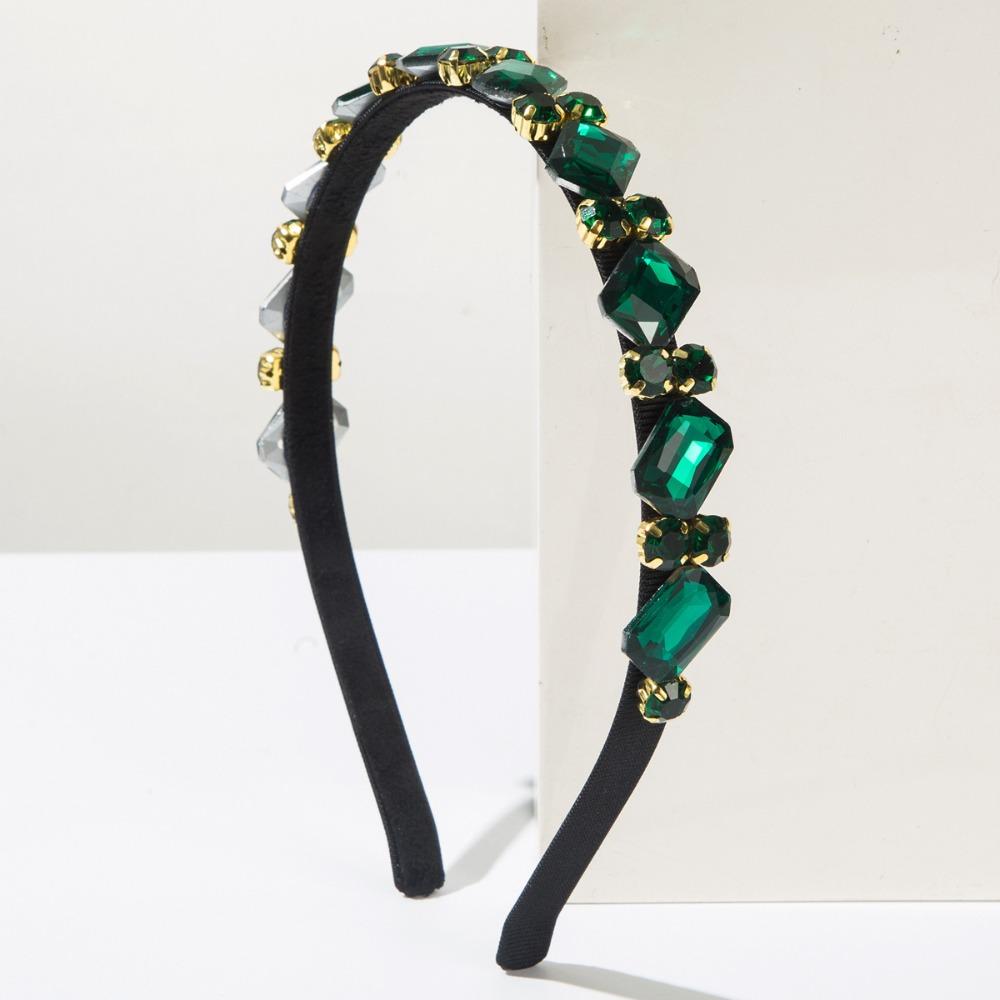 Glamorous Retro Rhinestone Headbands Elegant Sparkling Crystal Hairbands Narrow Hair Hoop for Women