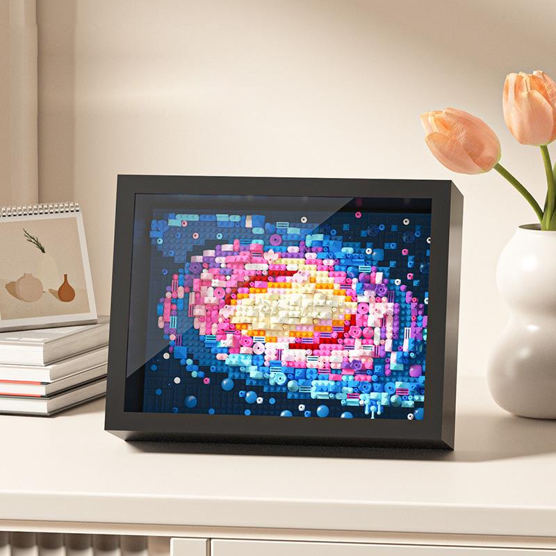 Idea Art Micro Diamond Block Home Furnishing Nanobrick Sunflower Starry Night Milky Way Galaxy 3D Photo Frame Toy Building Brick