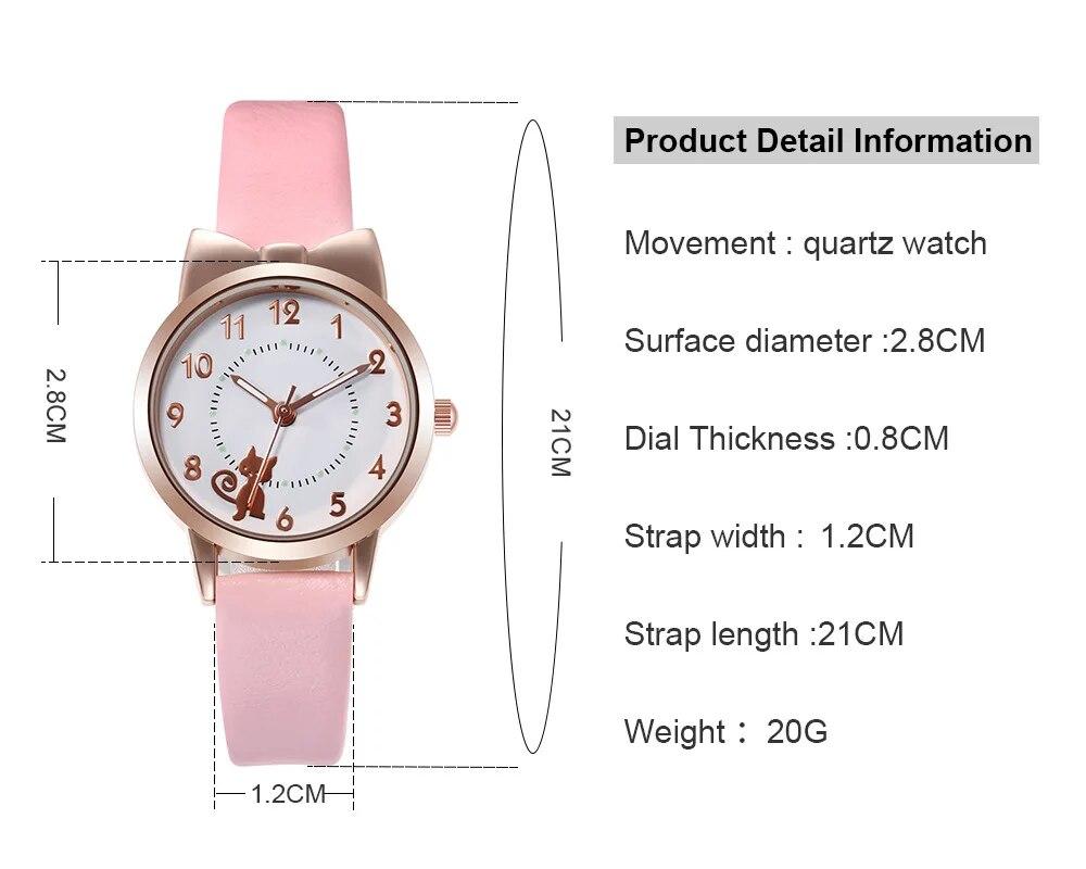 Светящиеся кварцевые часы с милым мультяшным котом для девочек, наручные часы