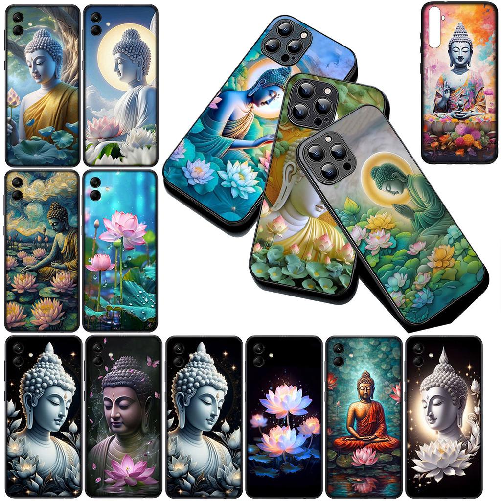 Чехол для телефона «Цветок лотоса Будды» со светом для Samsung Galaxy S24 S25 S23 FE Ultra Plus S7 Edge S25+ S23+ A56 5G Защитная крышка