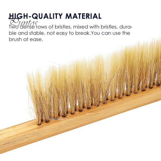 Bee Hive Brush Double Row Bristles Multipurpose Wood Beekeeping Tool Handle for Farm