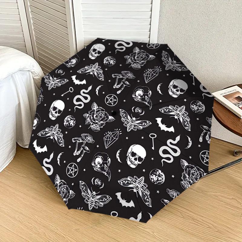 1pc Gothic Symbols Circular Pattern Umbrella with Plastic Handle,Suitable for All Seasons Home Travel Outdoor UmbrellaDD1454
