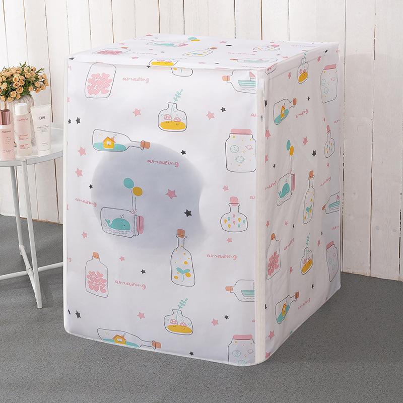 PEVA Waterproof Washing Machine Dust Cover Translucent Cartoon Print Fully Wrapped Dust Cover Drum Washing Machine Dust Cover