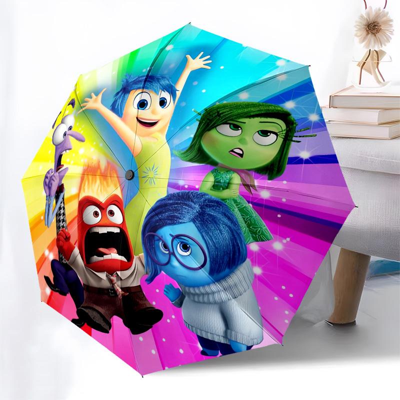 Inside Out Themed Automatic Opening and Closing Umbrella, Brightly Colored 8-rib Portable Umbrella, Suitable for Men and Women, A Perfect Gi