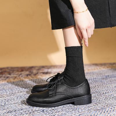 Туфли на плоской подошве из натуральной кожи Yuexinwang для женской обуви Huizhou, такие же туфли Su Yinyin, черные универсальные кожаные туфли со шнуровкой спереди в стиле ретро