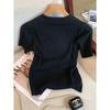 Temperament Lapel Ice Silk Knit Top Летняя свободная тонкая футболка с короткими рукавами