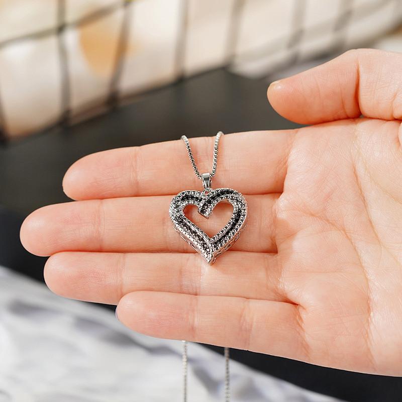 Sterling Heart Pendant Necklace for Women Bridal Wedding Necklace Engagement Party Statement Jewelry Gifts