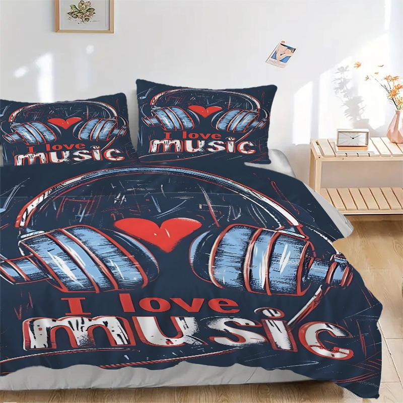 3pcs Music Lover Duvet Cover Set, Soft Comfortable Duvet Cover,Guest Room (1*Duvet Cover + 2*Pillowcase, Without Core) yy251104099