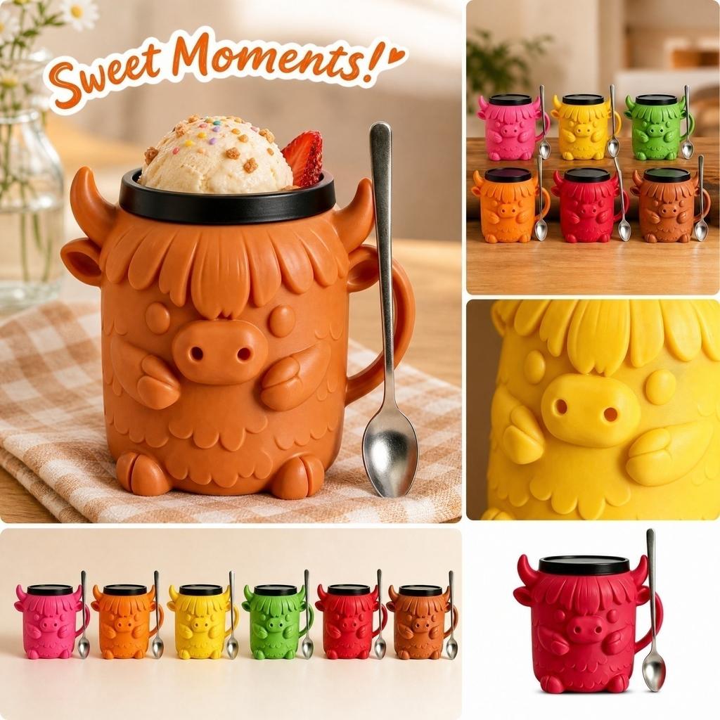 Cow Ice Cream Cup Holder Stand - Novelty Cup Rack for Kitchen Counter Storage