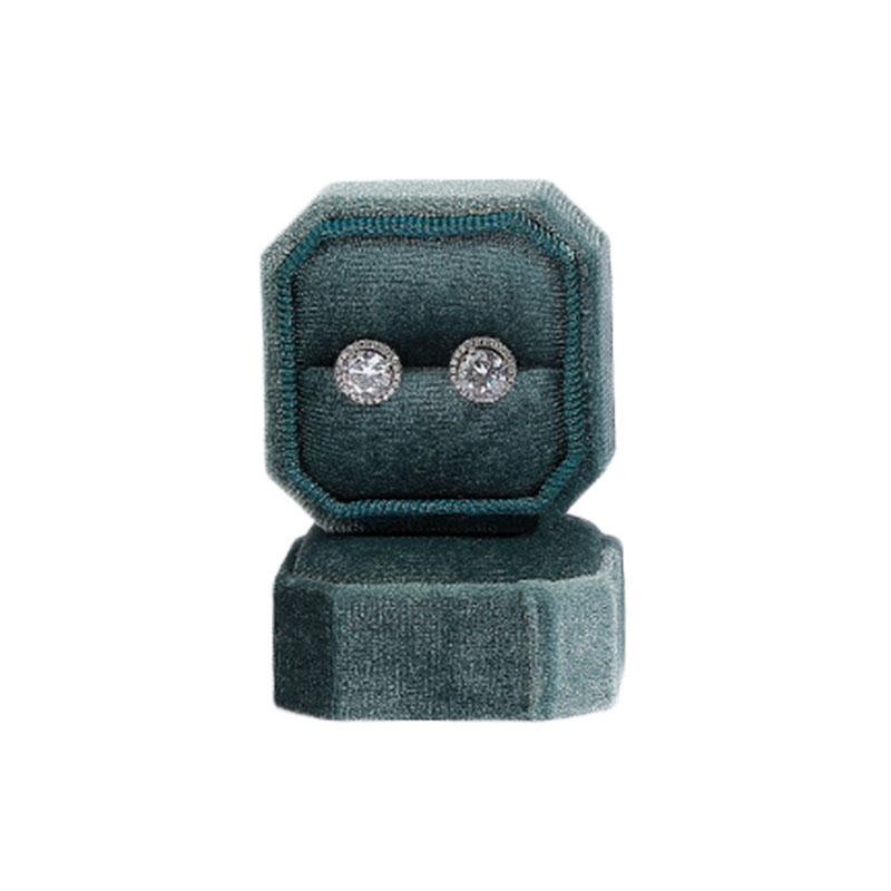 Бархатное двойное кольцо, восьмиугольное кольцо для хранения ювелирных изделий, съемная крышка, коробка для колец, винтажный держатель для подарков с одним кольцом