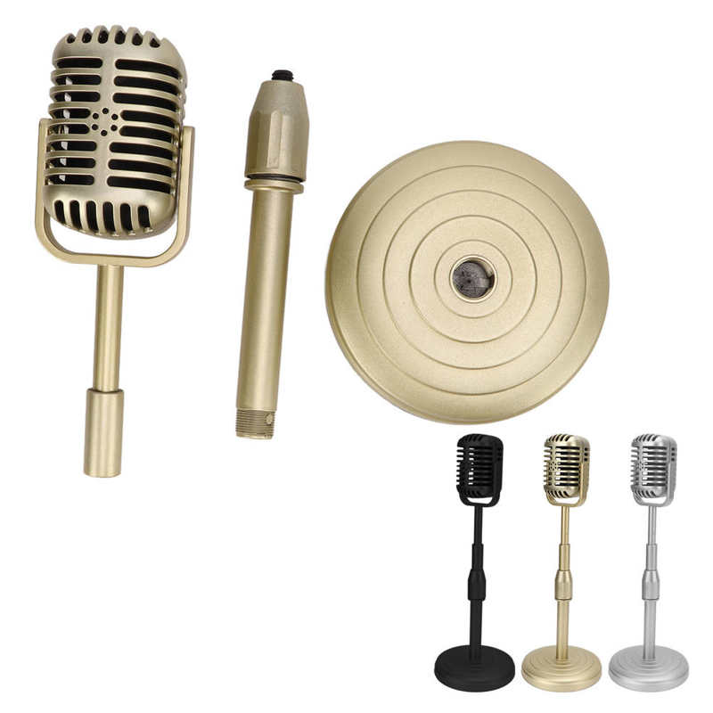 Vintage Microphone Prop Model Creativity Simulation Microphone and Stand Set for Photo Shooting Vintage Photography Props 6