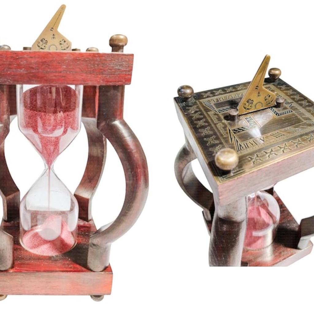 Personalized 10 Min Wooden Sand Timer Hourglass Timer with Sundial(Square Base, Pink)- Wooden Home Decoration, Christmas Decor