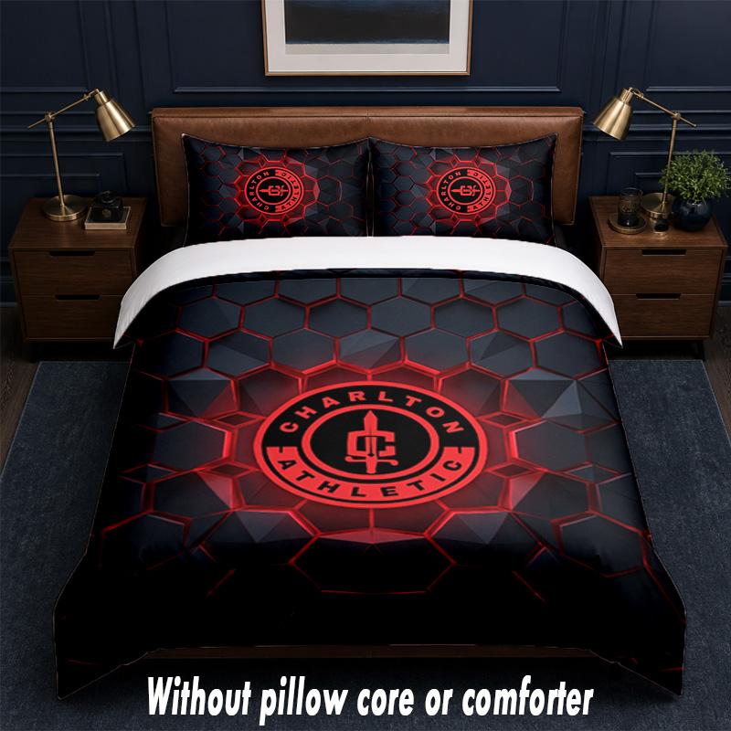 Charlton Athletic FC Design Bed Bedding Set 1 Duvet Cover + 2 Pillowcases Soft Breathable Household Bed Linens