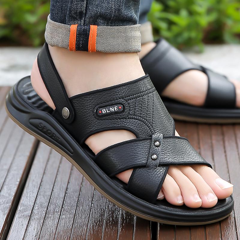 Fashion Classic Mens Sandals Slip On Summer Leather Sandals Breathable Slippers Men Outdoor Casual Sandals Fashion Men Shoes