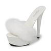 Women High Heel Platform Sandals Summer Sexy Black Waterproof Rabbit Hair Slippers Thin Heel Sky High Fashion Shoes