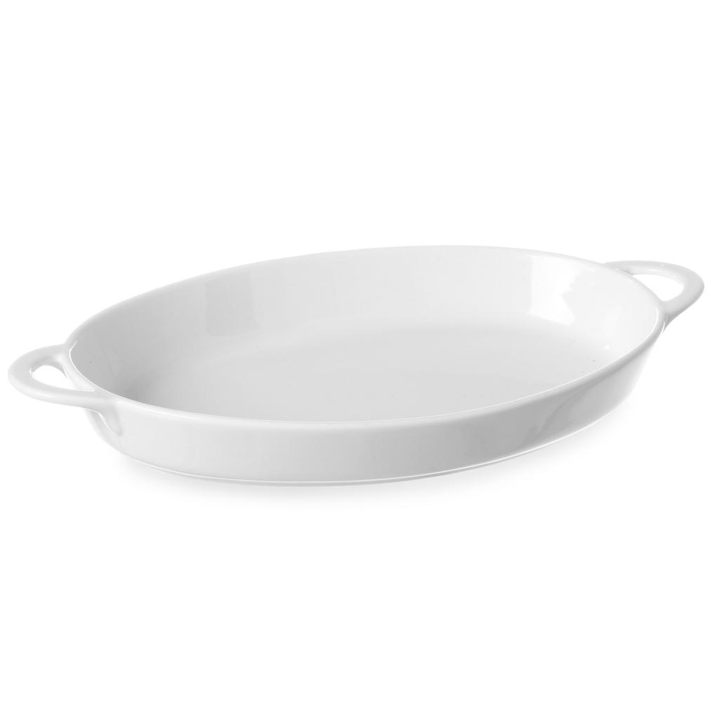 Oval baking dish with handles 165x105x30mm white porcelain Hendi 784006