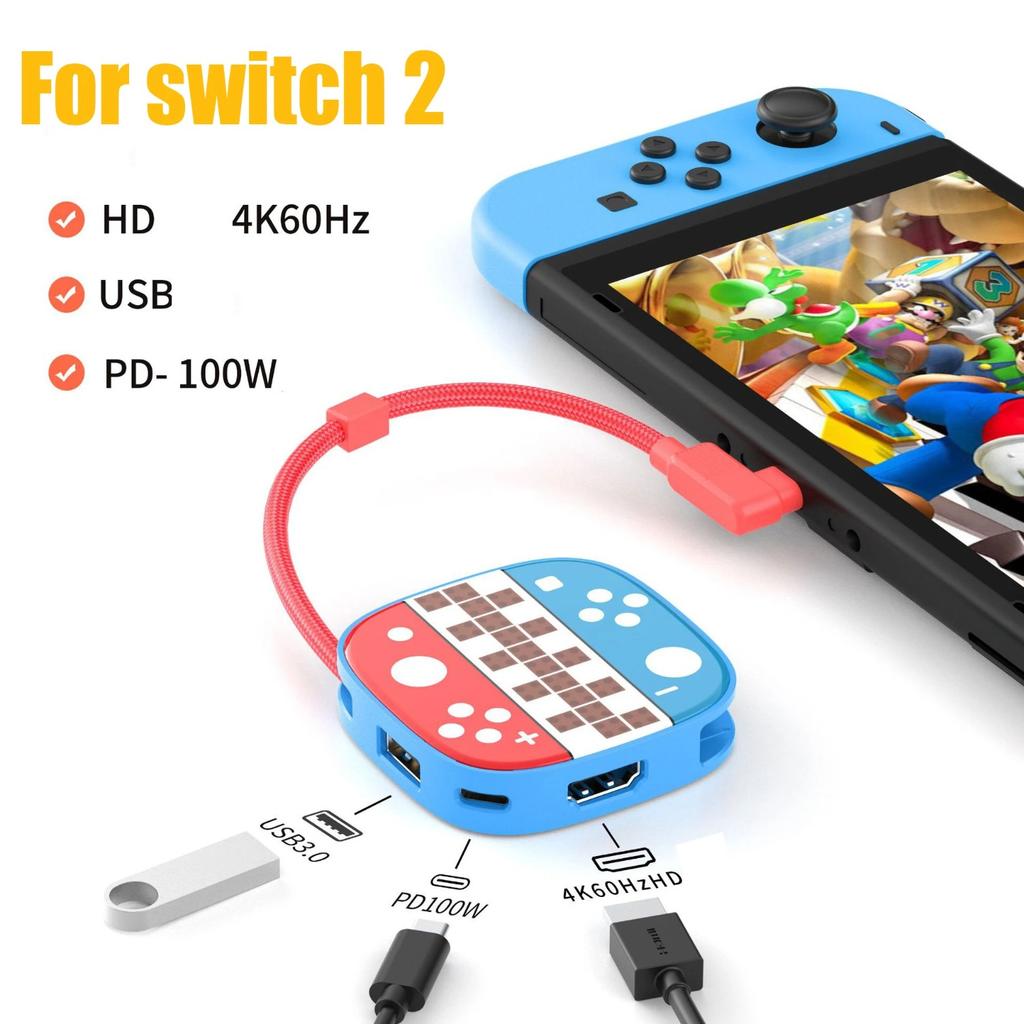 Для Nintendo Switch 2 Портативная док-станция 3-в-1 Расширение Простой тип Type-C 4K ТВ Удобная HDTV и USB3.0 и PD для NS Switch2