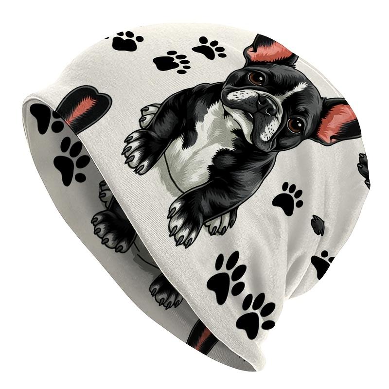 1pc French Bulldog Knit Hat - Stretchable Elastic Suitable for &, Lightweight Paw Print with Frenchie, Machine Washable for - Outdoor, Casual Wear,, f