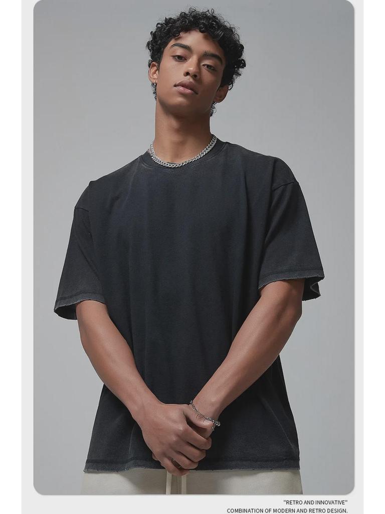 Мужская ретро-футболка ARTIE | Коллекция весна/лето 2024: 275 г Мытый, обжаренный, цветной, со старым краем