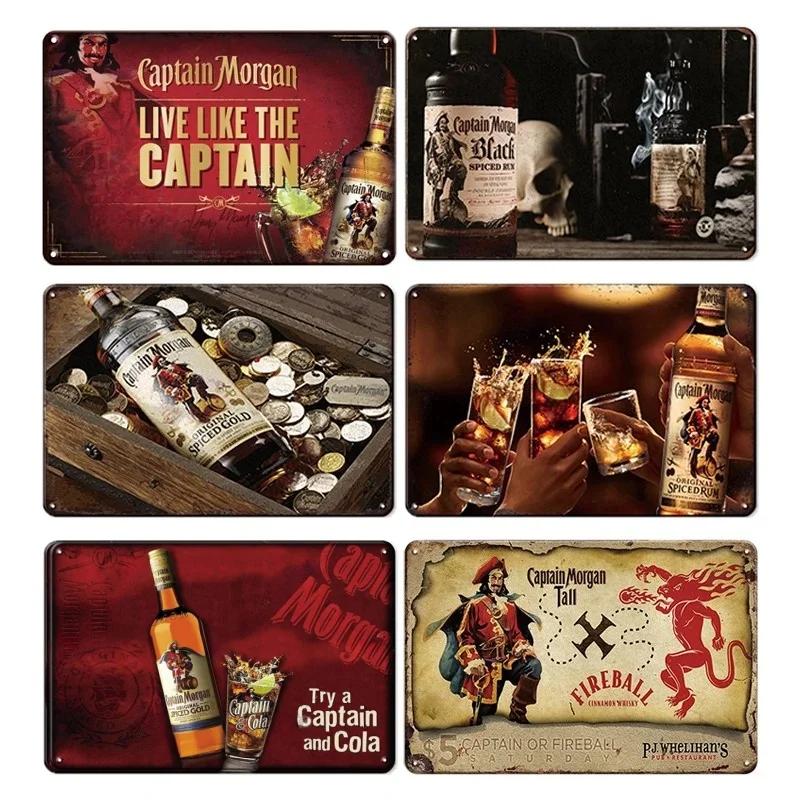 Винтажные жестяные знаки с ромом Captain Morgan, плакаты, настенный декор, ретро-металлический знак, Havana Club, Bacardi, Kraken, табличка, бар, кухня
