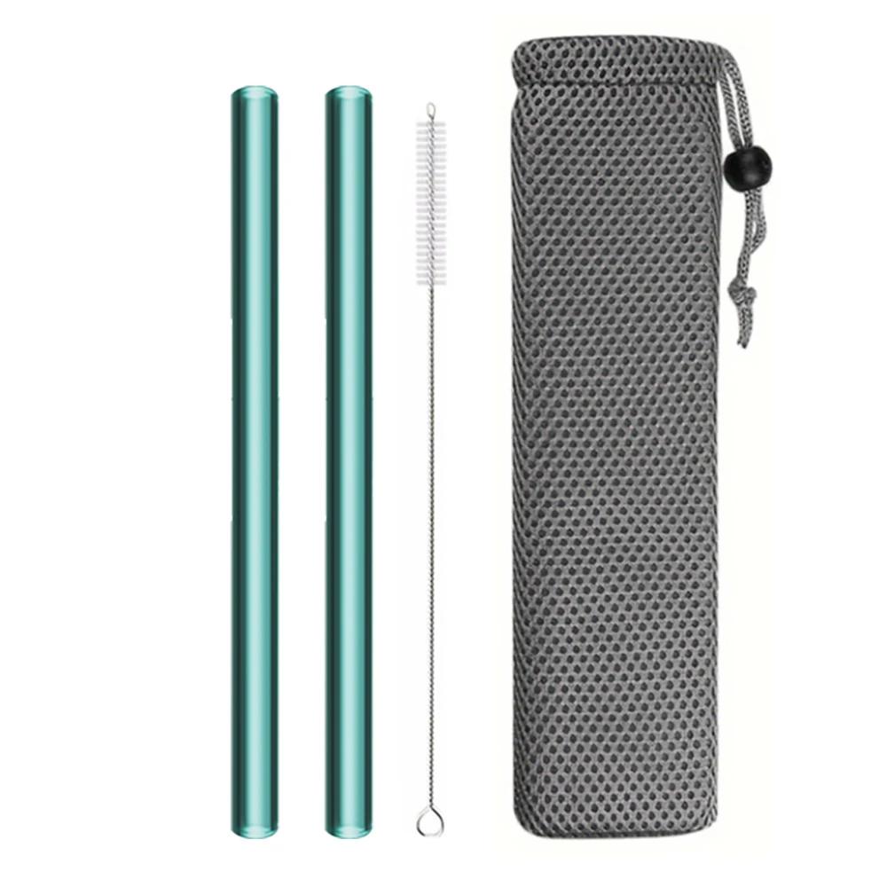 Соломинки из высокопрочного боросиликатного стекла, прямые, многоразовые, для питья, соломинка для чая с пузырьками Boba, молочные коктейли, фруктовые коктейли, барные аксессуары
