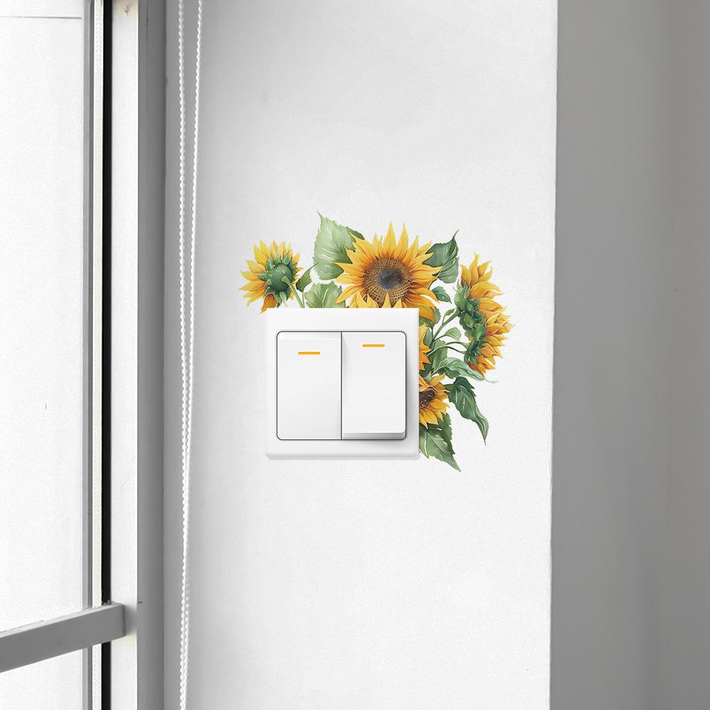 Fun-kg56 Painted Sunflower Switch Pasted Living Room Porch Home Beautification Wall Sticker
