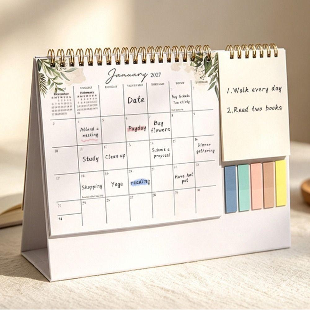 Foldable 2027 Flower Desk Calendar Jan. 2027 - Dec. 2027 Record Calendar English Calendar Home
